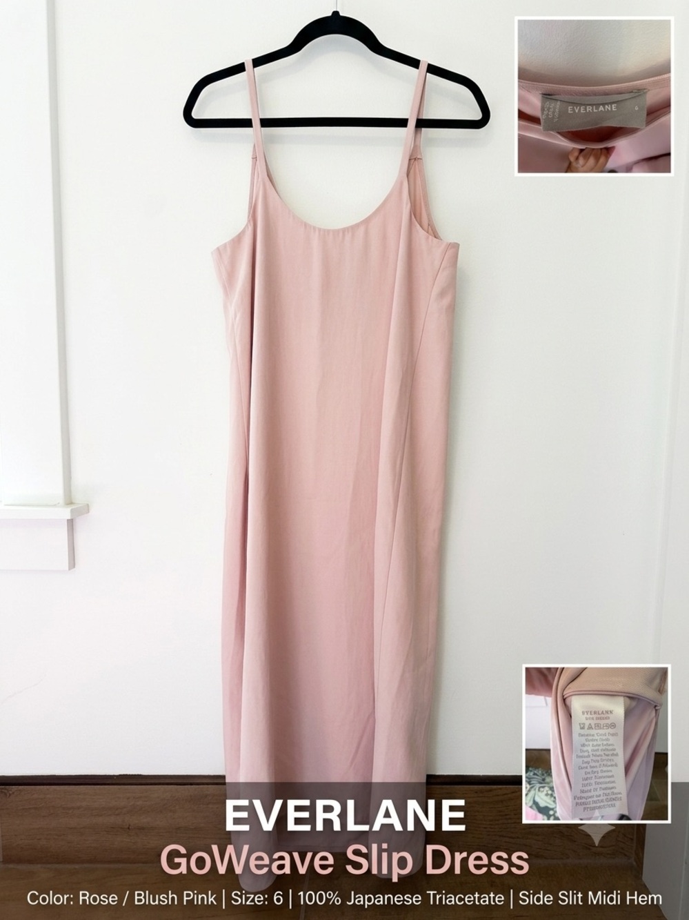 Everlane The Japanese GoWeave Slip Dress Rose / Blush Pink Size 6